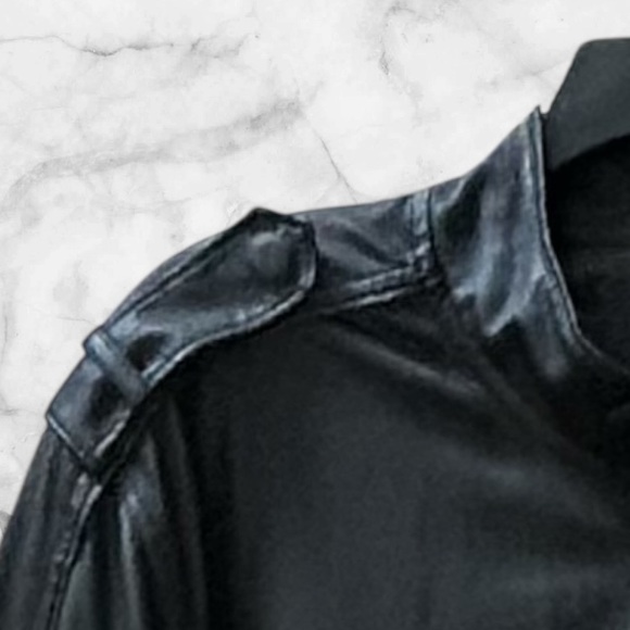 Express Mens Black Faux Leather Moto Biker Jacket Size XL - Picture 4 of 12